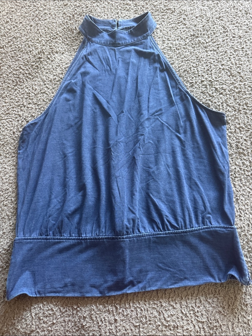 WHBM Blue High Neck Sleeveless Tank Top
